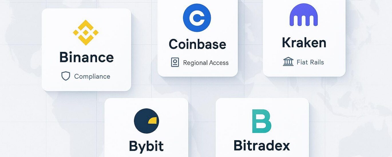 Bitradex vs Binance vs Coinbase vs Kraken vs Bybit